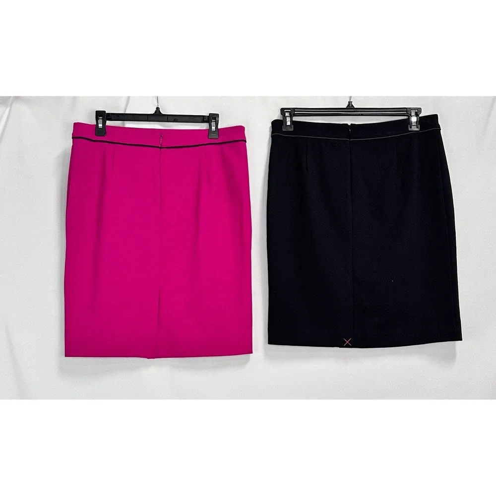 Boden Women Size 10 Pencil Skirt Set Pink Black Textured Knit Office Career - Picture 2 of 10